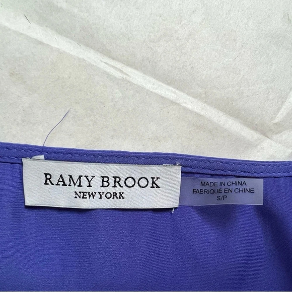 Ramy Brook Women Electric Blue Satin V-neck Sleeveless Blouse Top Size S/P - Picture 7 of 10